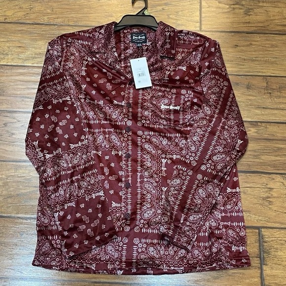 Dogg Supply by Snoop Dogg Pajama Set Mens S Shirt Pants Lounge Pockets Burgundy - Picture 2 of 4